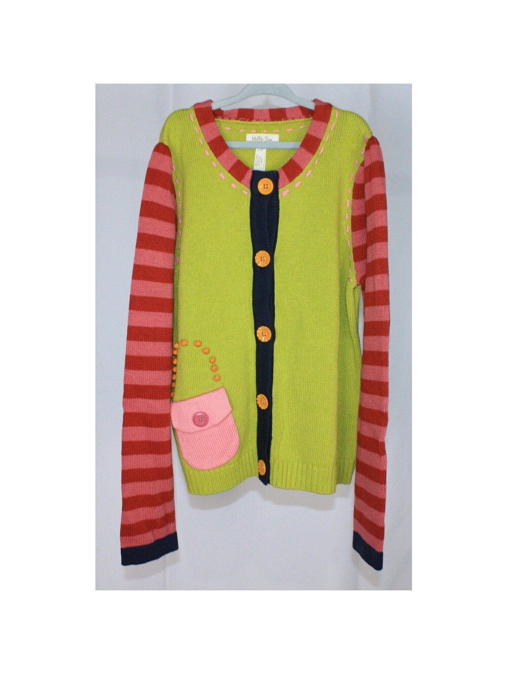 Matilda Jane Girl's Cardigan Sweater Striped Sleeve Size 12